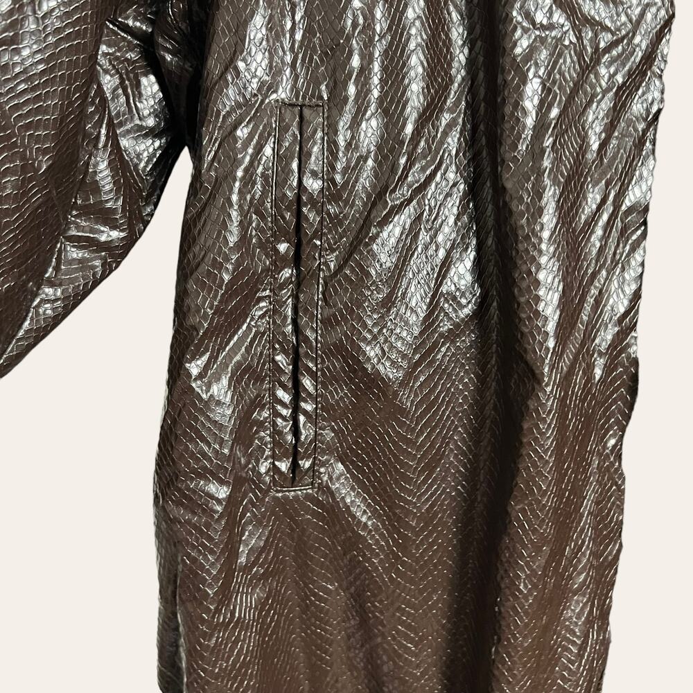 Vintage Dennis Basso Faux Leather Faux Fur Lined Snakeskin Texture Coat Size 1X - Picture 4 of 11